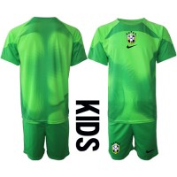 Dětský Fotbalový dres Brazílie Brankářské MS 2022 Venkovní Krátký Rukáv (+ trenýrky)